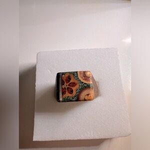 Handmade Inlaid wood ring small pinky ring size